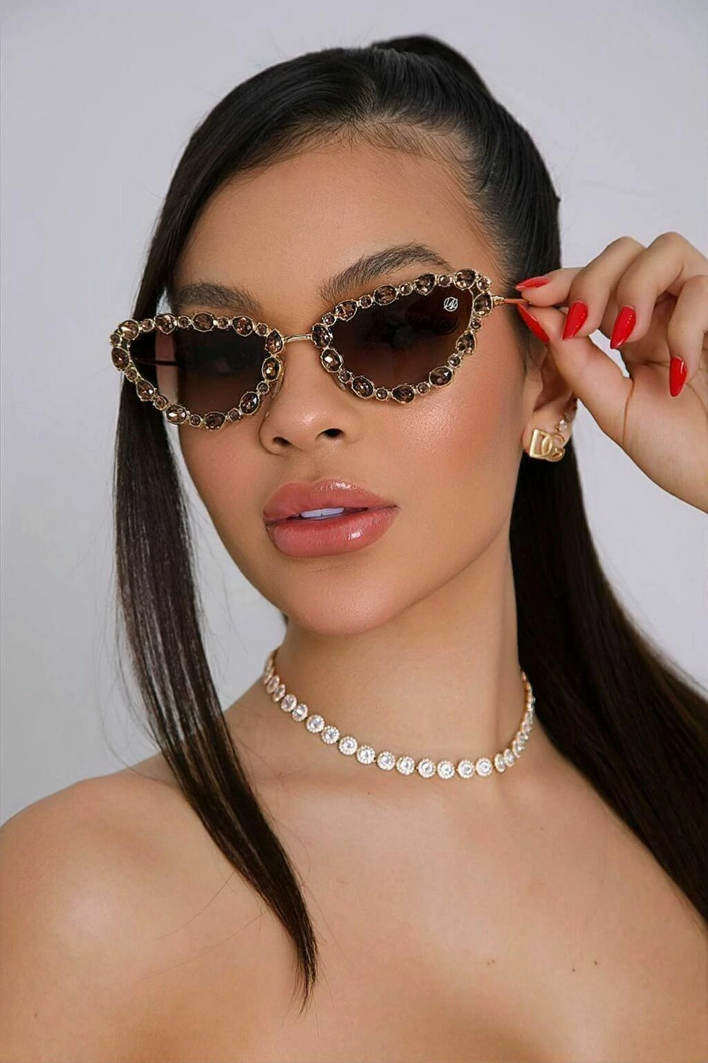 ÓCULOS GATINHO PEDRAS DE STRASS 001 - LENTE DOURADA