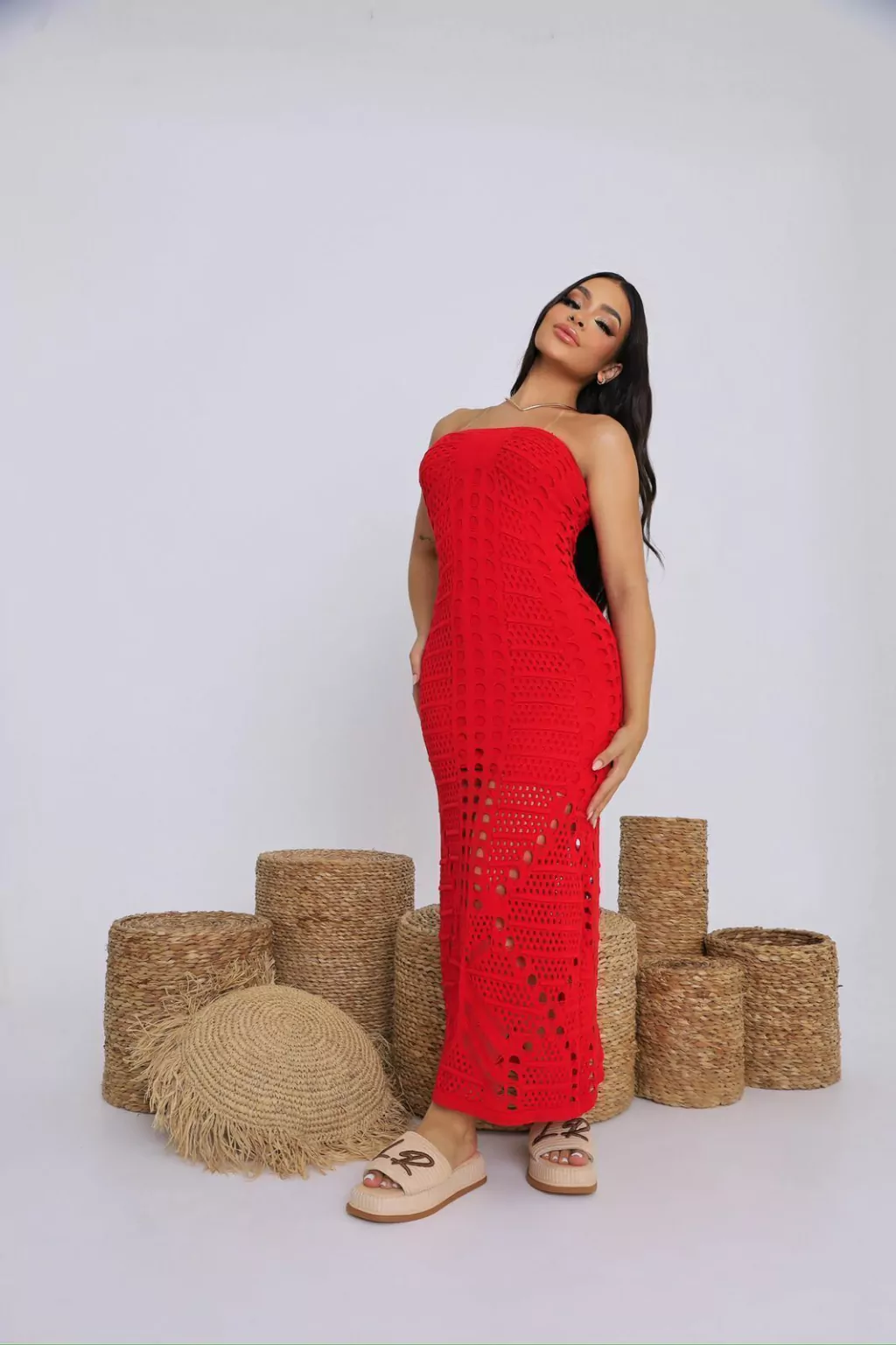 VESTIDO MID TRICOT - VERMELHO