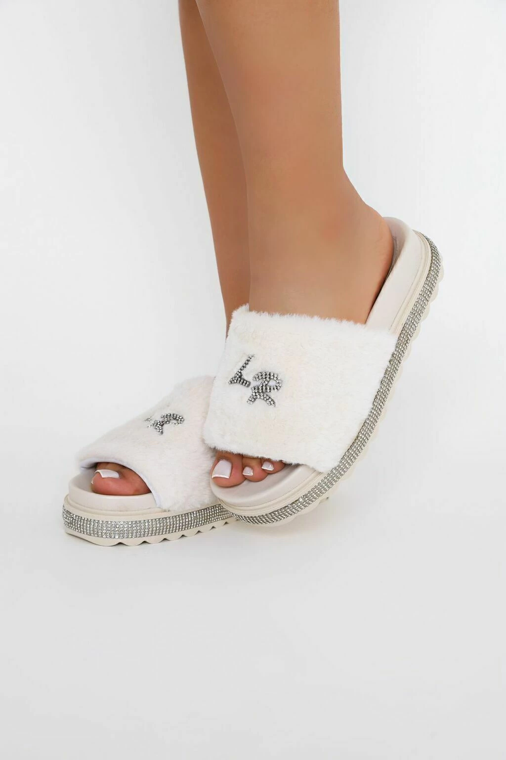 Chinelo Teddy Strass - OFF WHITE