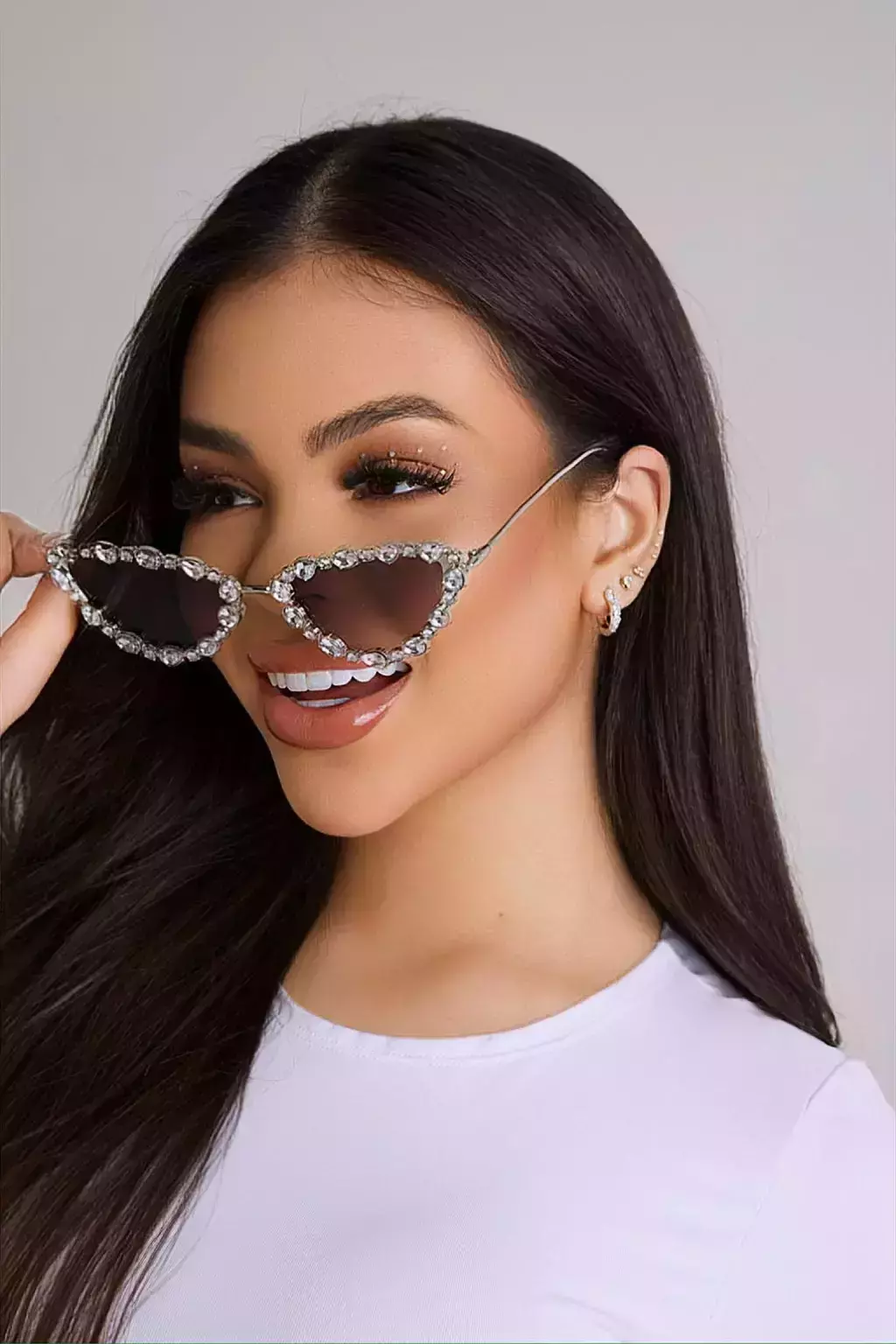 ÓCULOS GATINHO PEDRAS DE STRASS 001 - LENTE PRETA