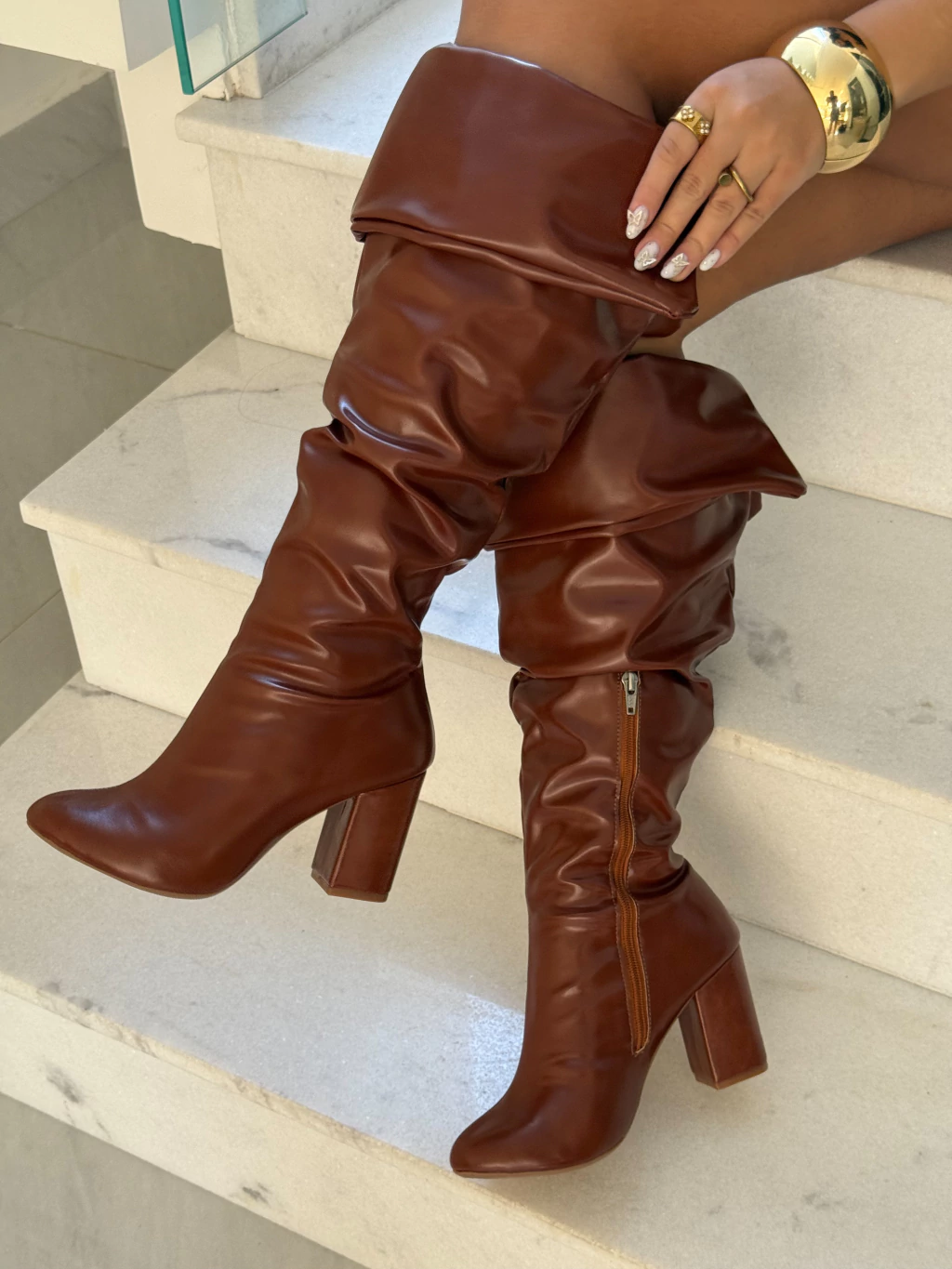 Bota Bloco Rose LR - MARROM