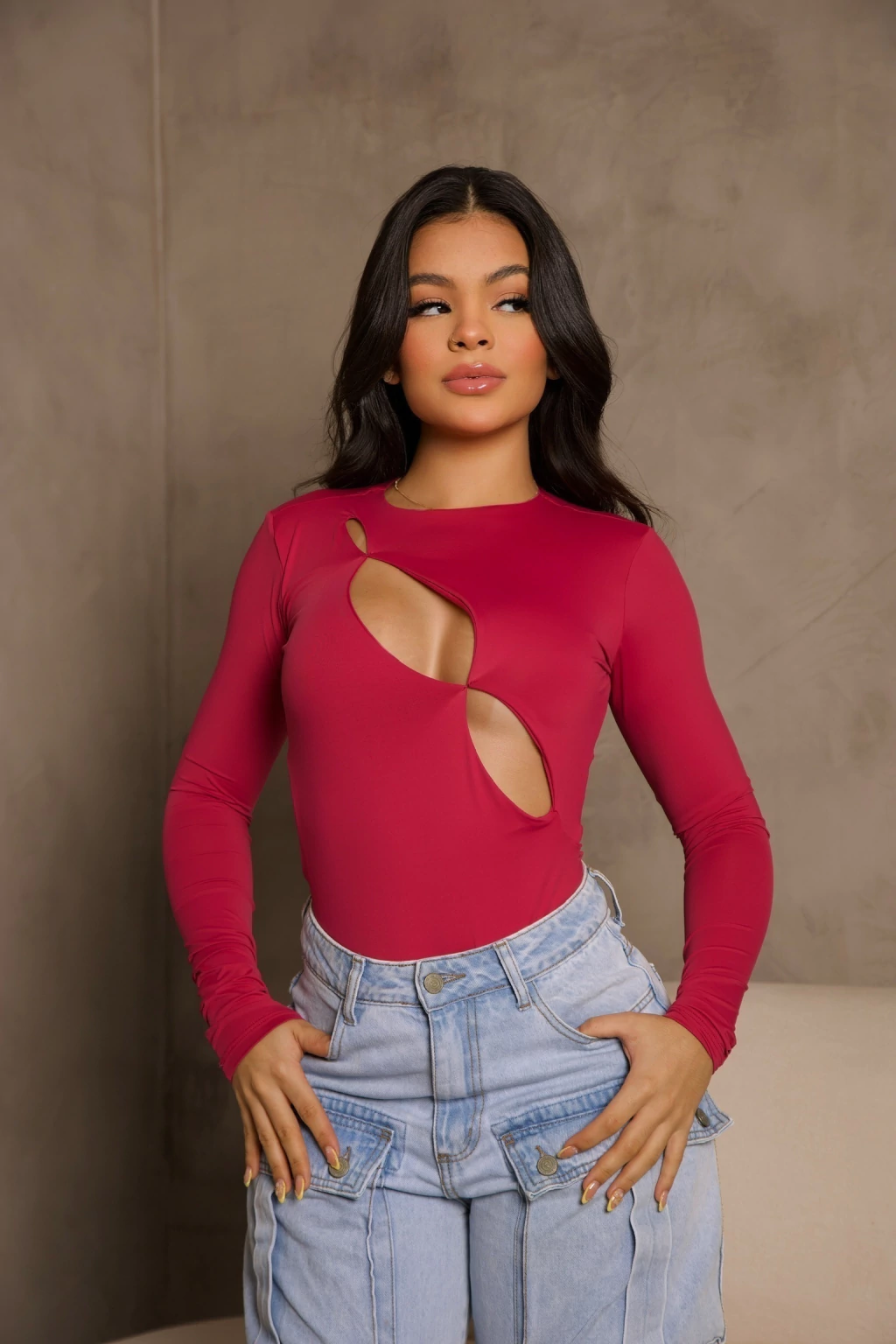 Body Manga Longa Trançado LR - ROSA