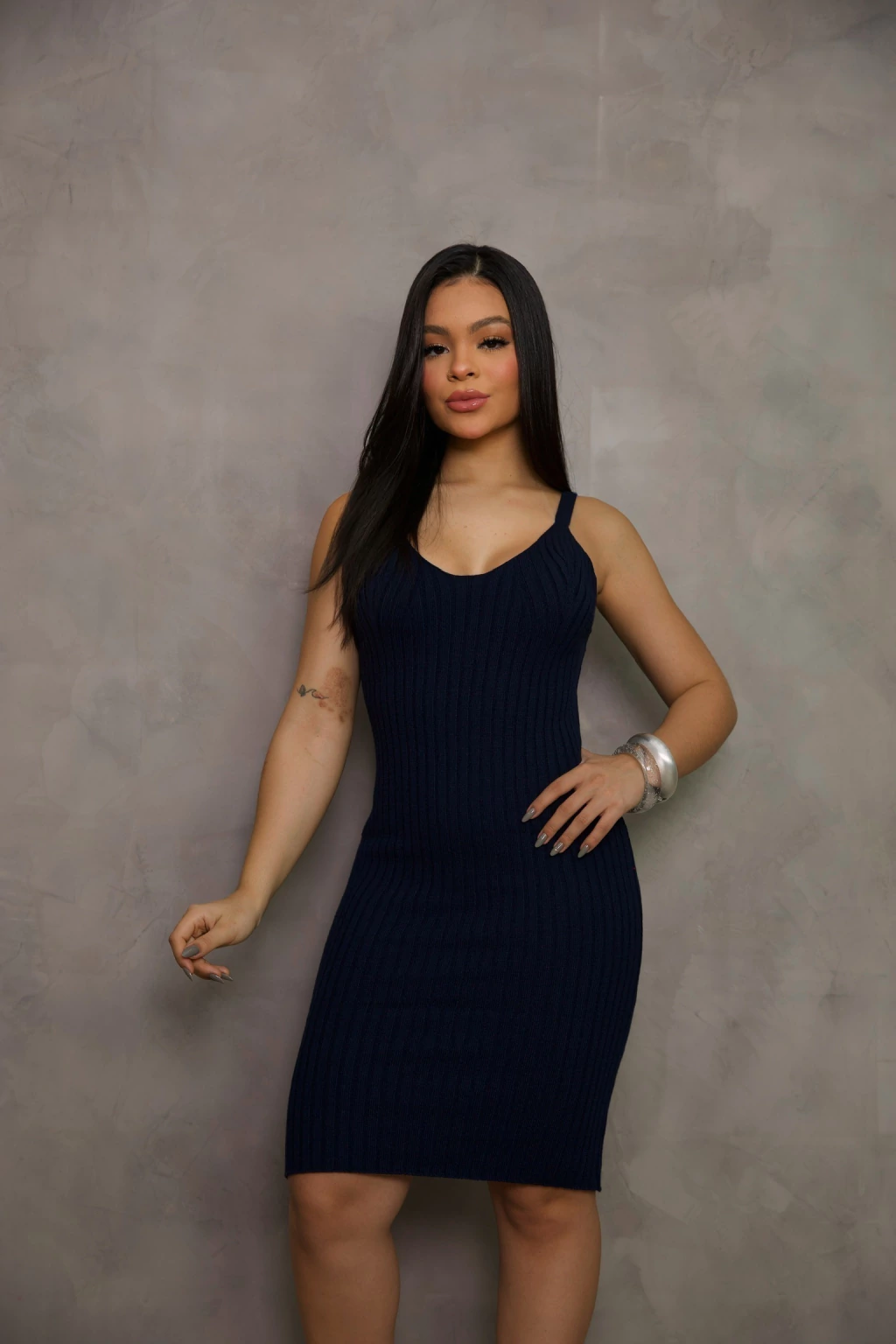 Vestido Tricot Laís LR - AZUL MARINHO