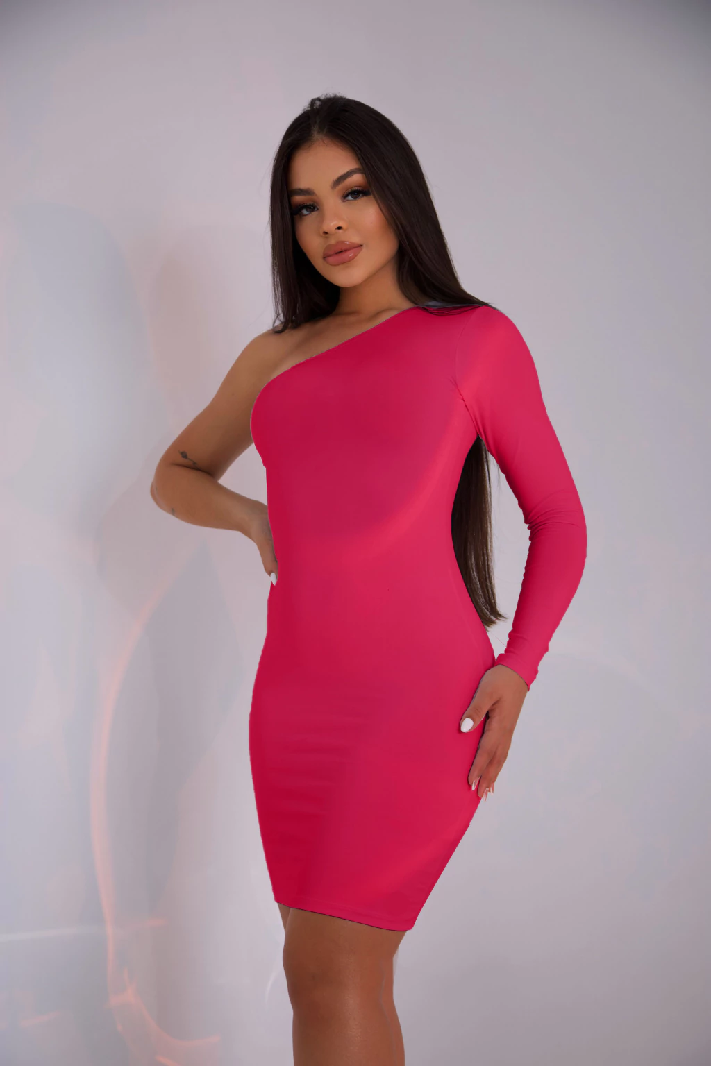 VESTIDO MANGA ÚNICA BASIC - PINK