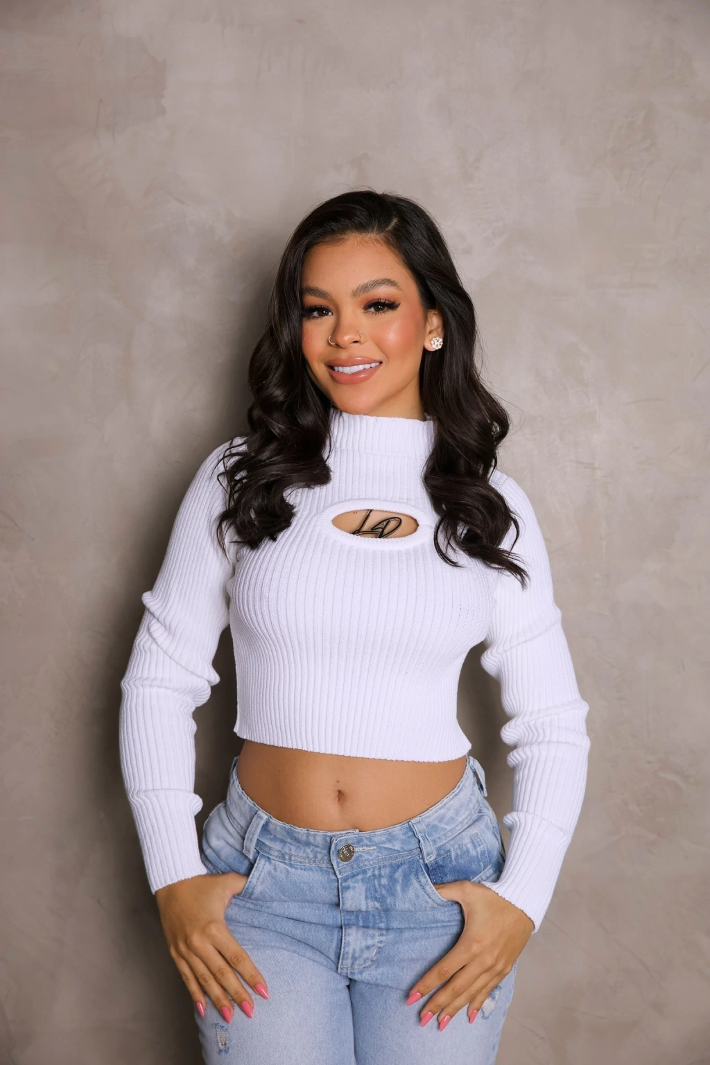 Blusa Tricot Manga Longa Metal LR - BRANCO