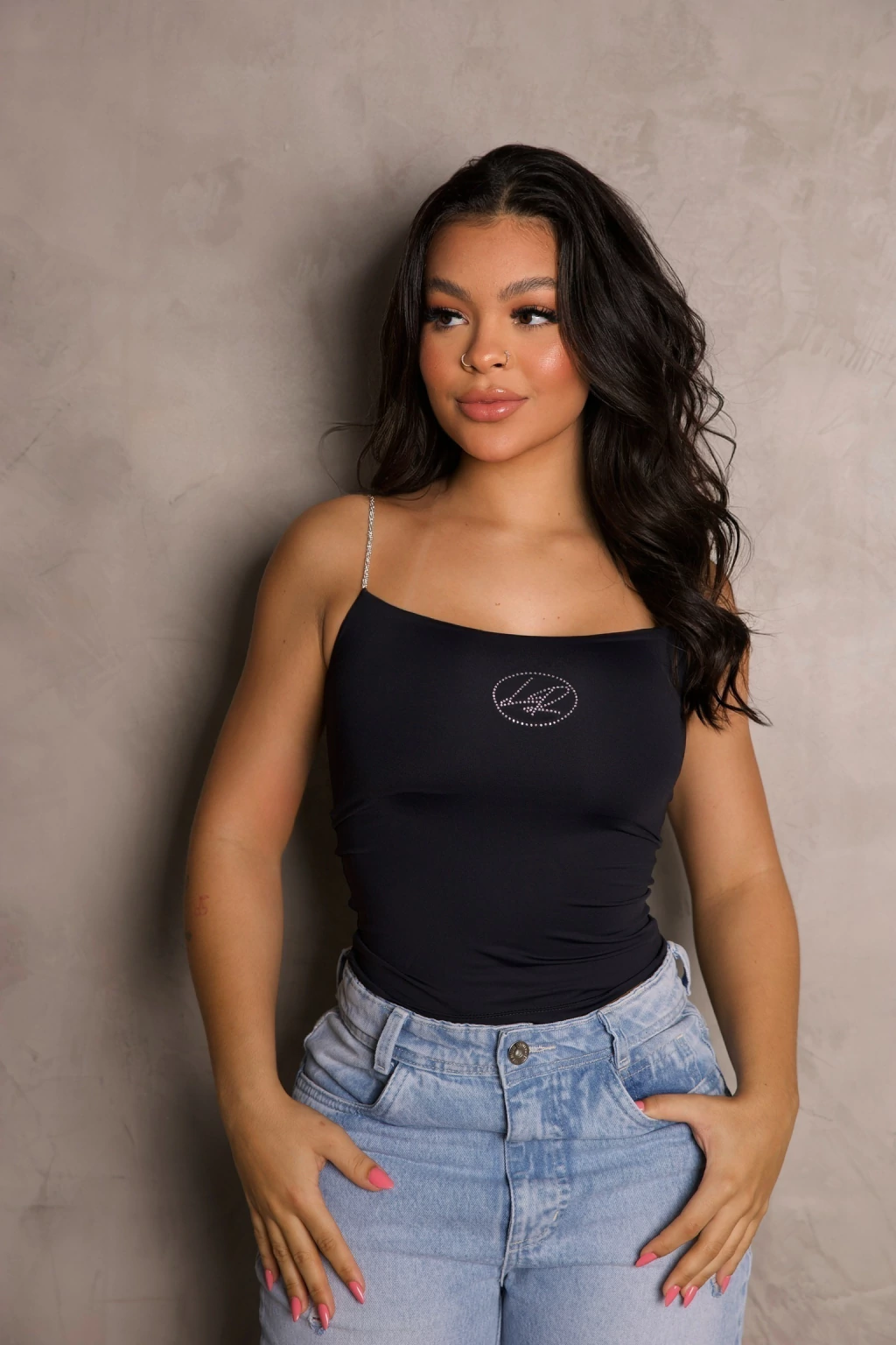 Blusa Alça com Brilho LR - PRETO