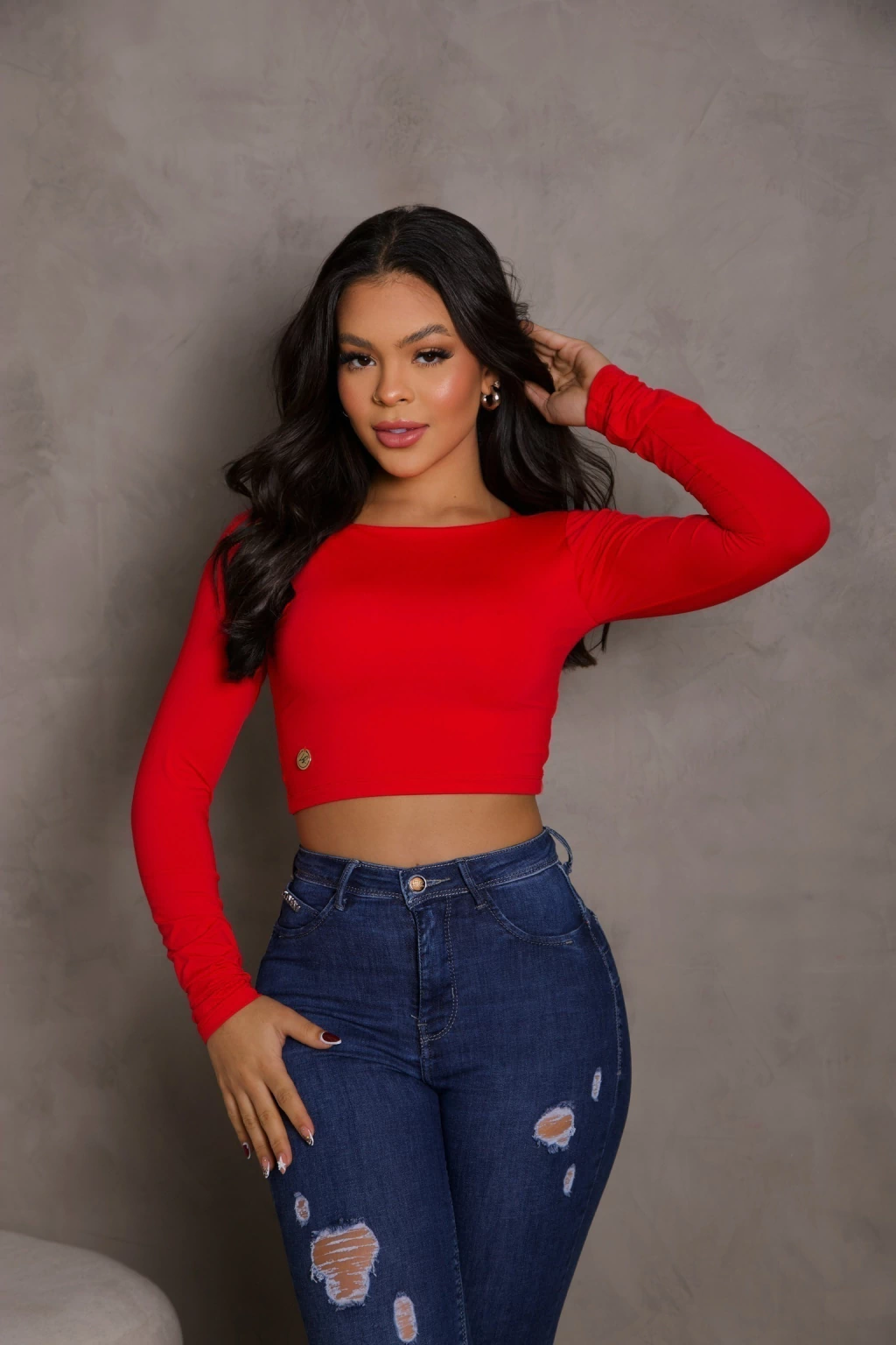 Cropped Manga Longa LR - VERMELHO